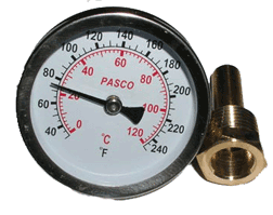 1/2" MPT Dial Type Temperature Gauge & Well