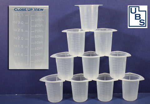 1 oz. (30 ml) & 3 oz. (100 ml) Beakers - Measuring Cups