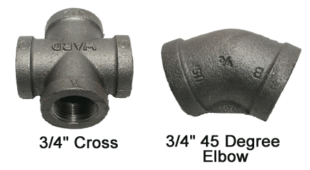 3/4" Cross & 3/4" 45° Elbow